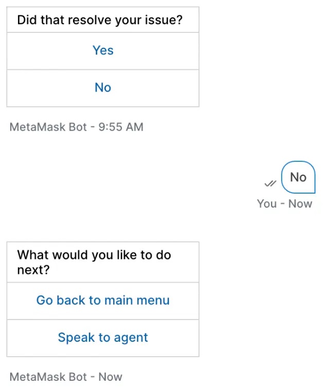 MetaMask chatbot question