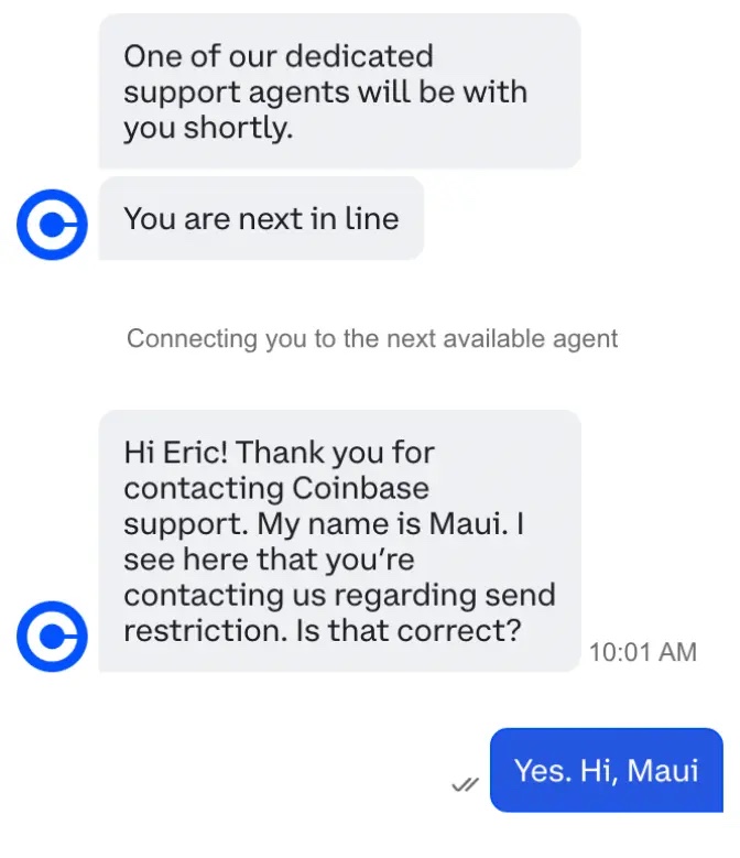 coinbase support live chat