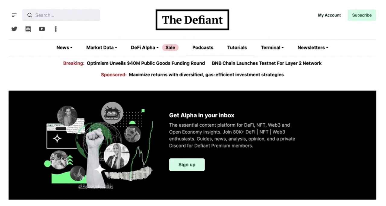 The Defiant crypto newsletter