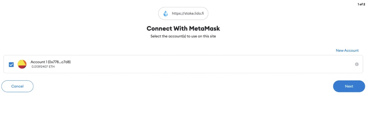 Connecting MetaMask to Lido