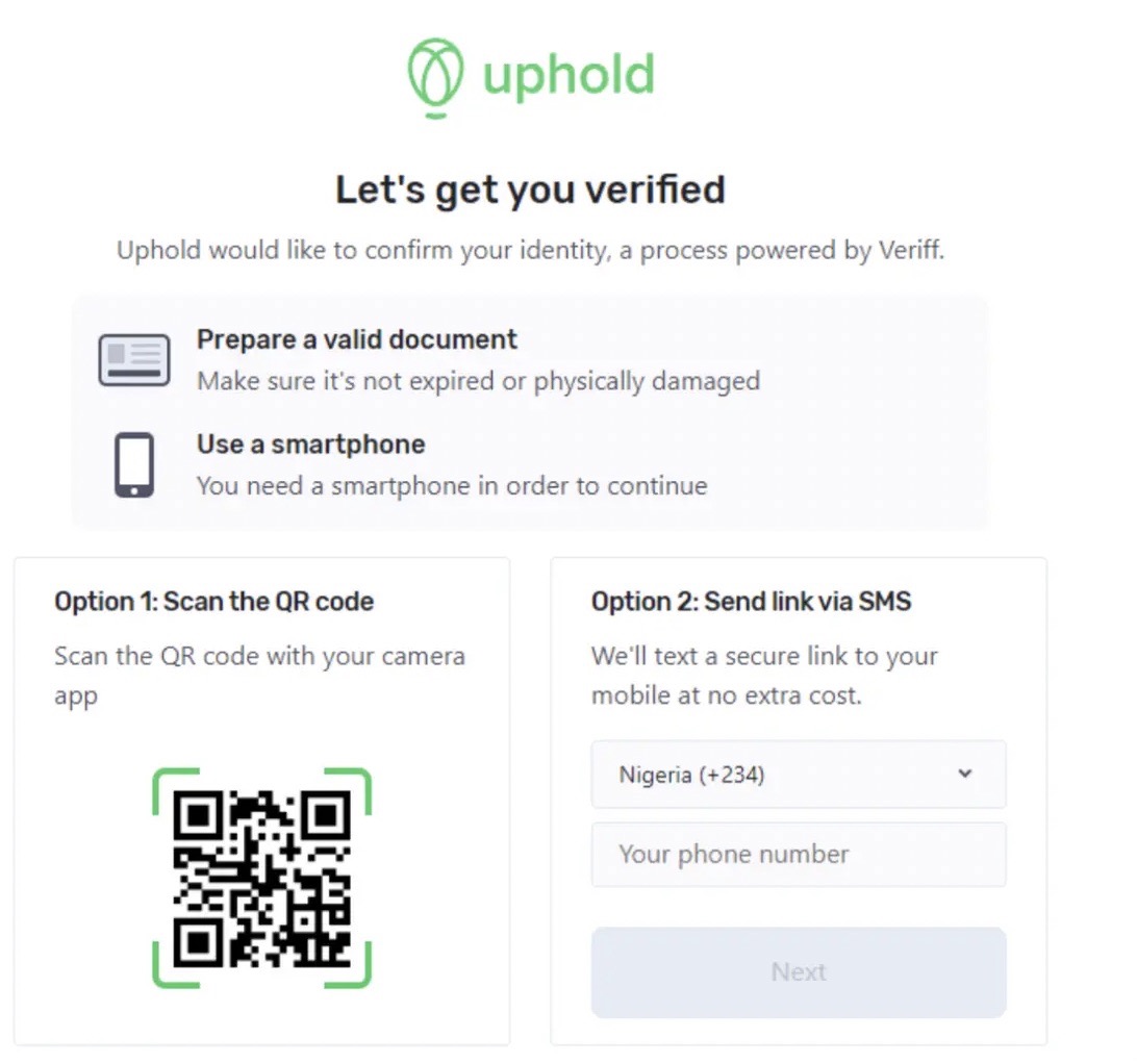 Verifying your Uphold account