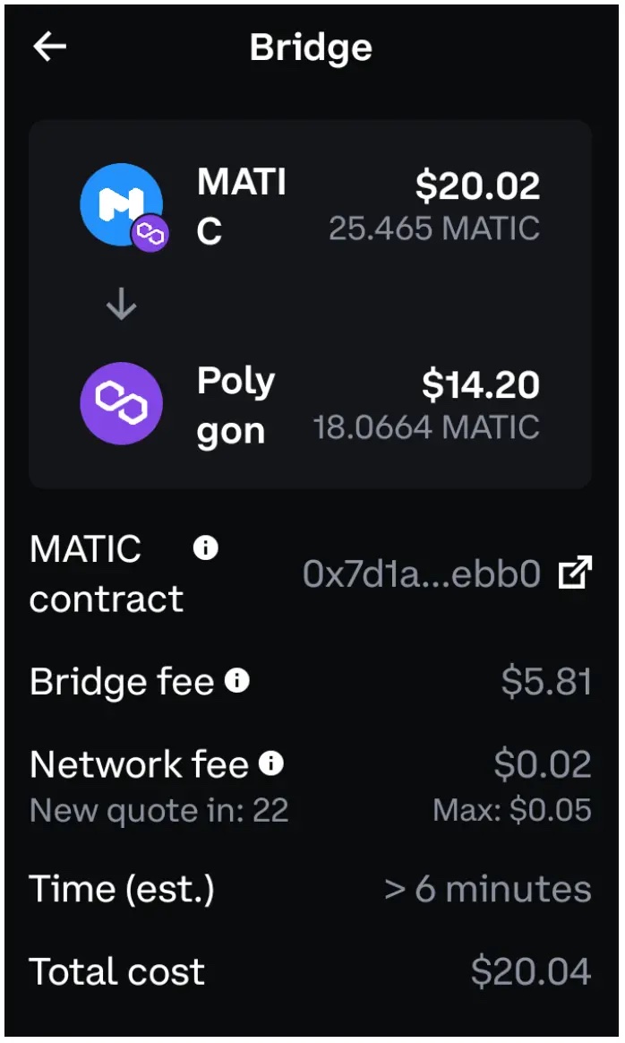 Crypto bridge on Coinbase Wallet