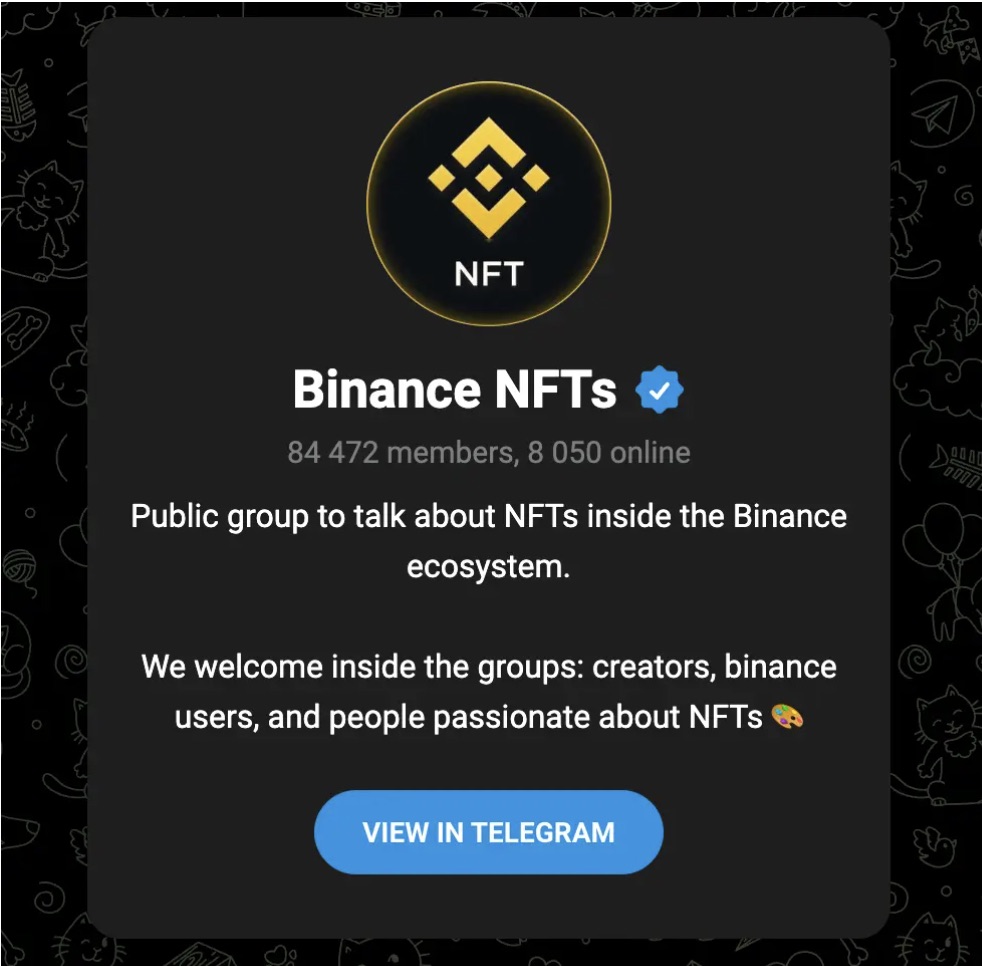 Binance NFTs Telegram Channel