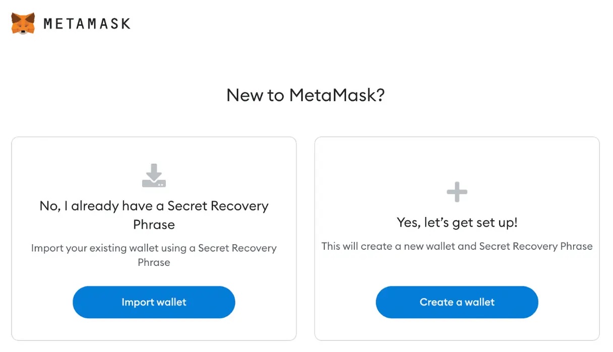 MetaMask create new wallet