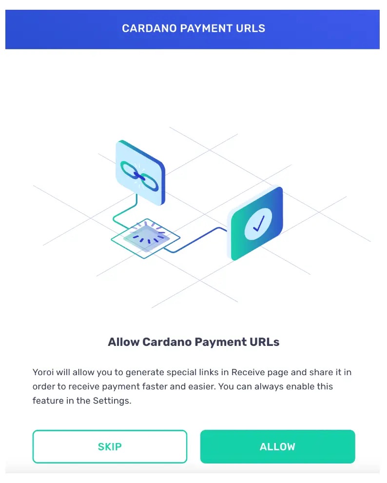 Yoroi wallet allow payment URLs