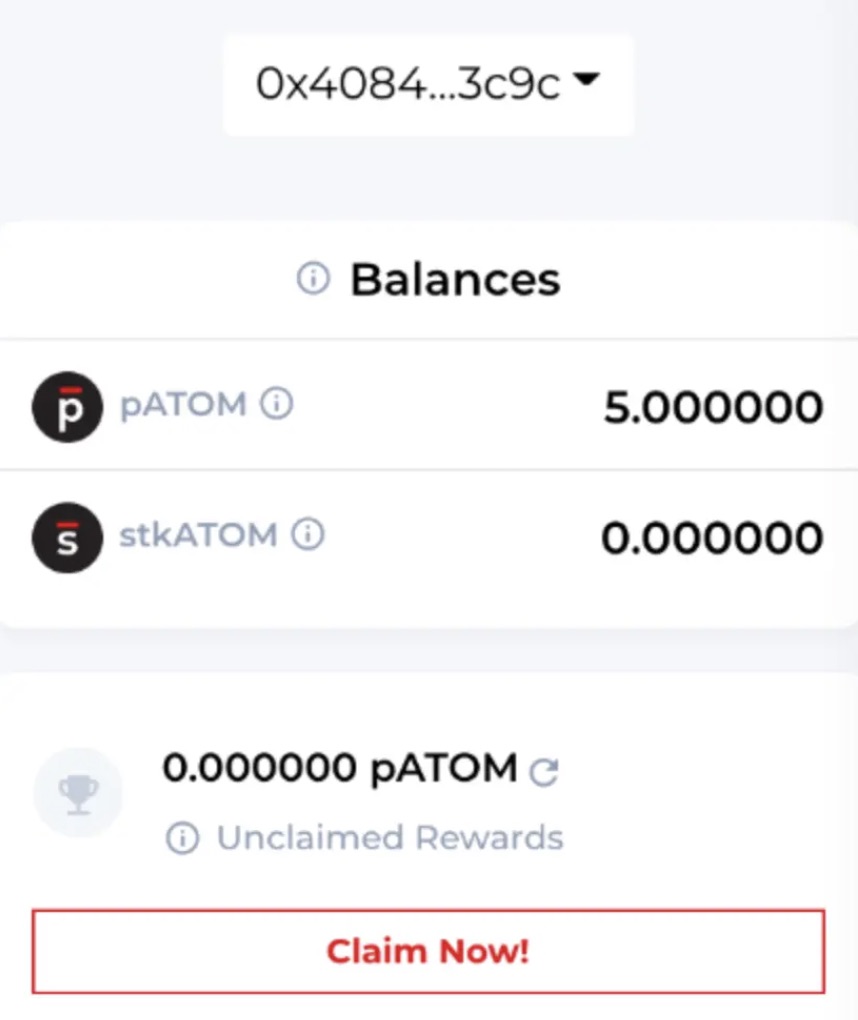 Wallet interface with balances