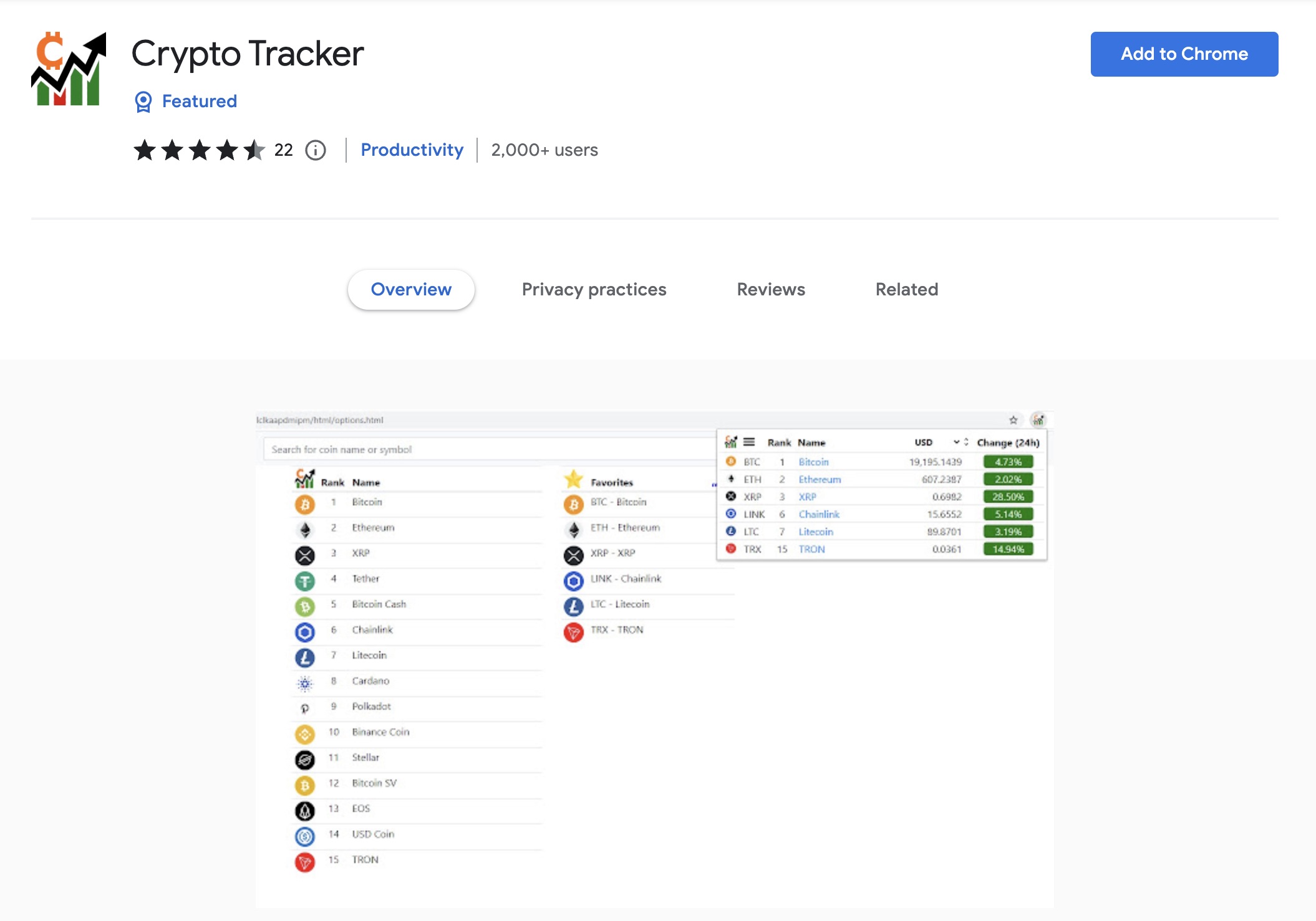 Crypto Tracker Browser extension