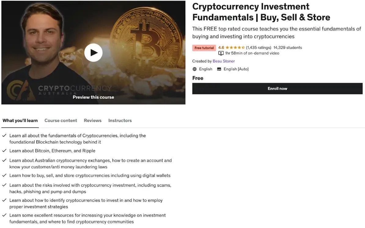 Cryptocurrency Investment Fundamentals Udemy Course