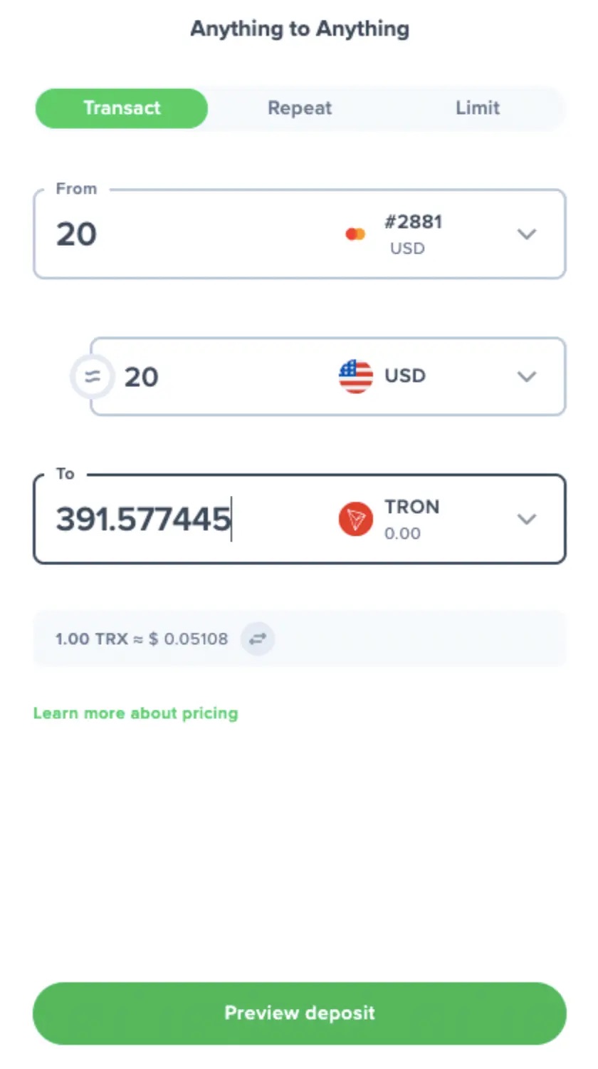 Purchase TRX on Uphold