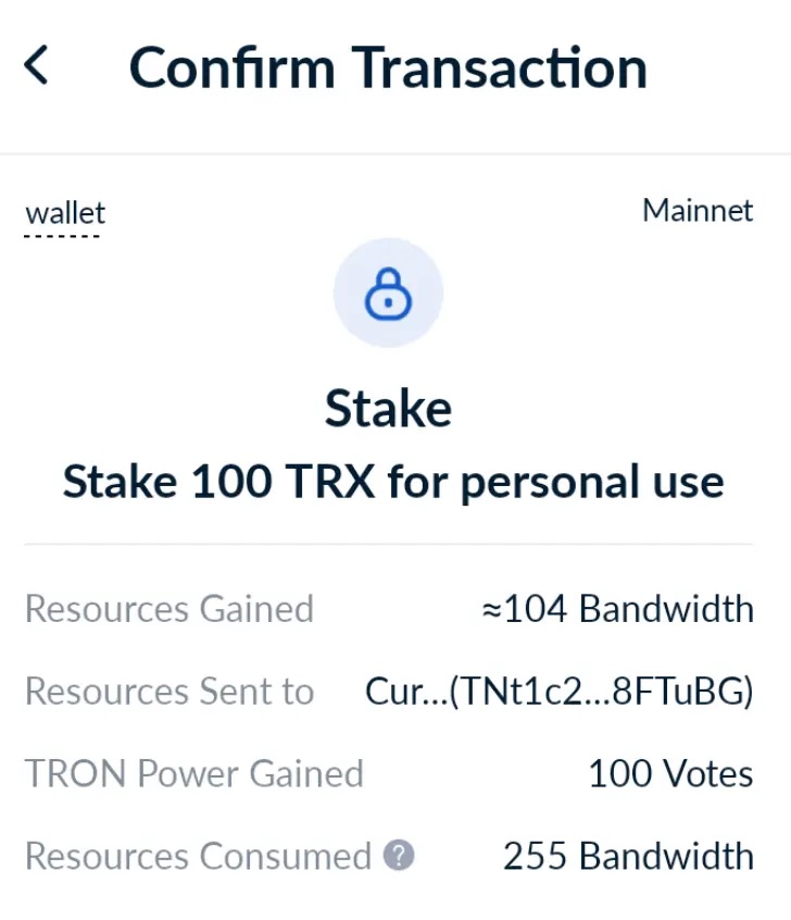 Tron staking details