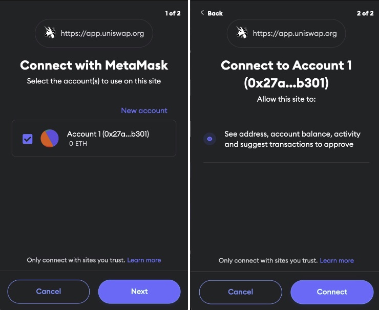 Connecting Metamask Account