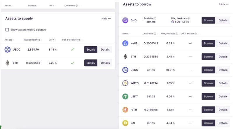 Aave Lending and Borrowing Dashboard