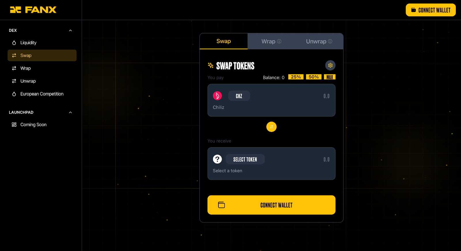 the fanx dex user interface